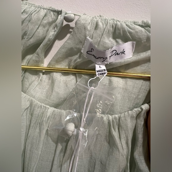 NWT Emory Park Mint Colored Cropped Blouson Long Sleeve Top - Picture 6 of 9
